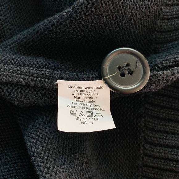 J Crew Mens Sweater Pullover Small Black Cotton Buttons New - Picture 7 of 8